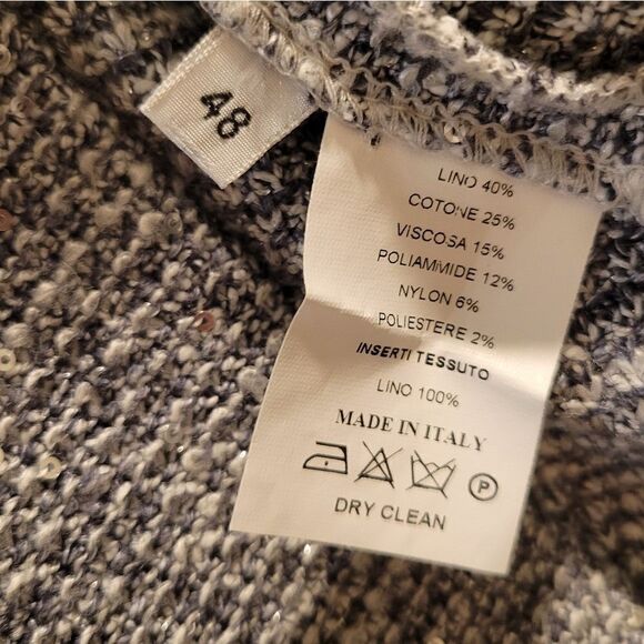 Amina Rubinacci Knit Sequin Button Blazer Jacket Size 48 Linen Blend Beautiful - Picture 5 of 8